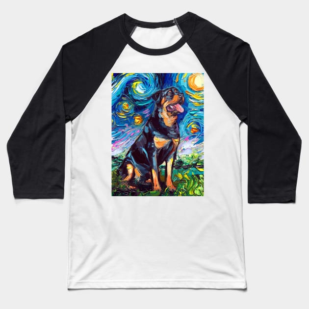 Rottweiler Night 2 Baseball T-Shirt by sagittariusgallery